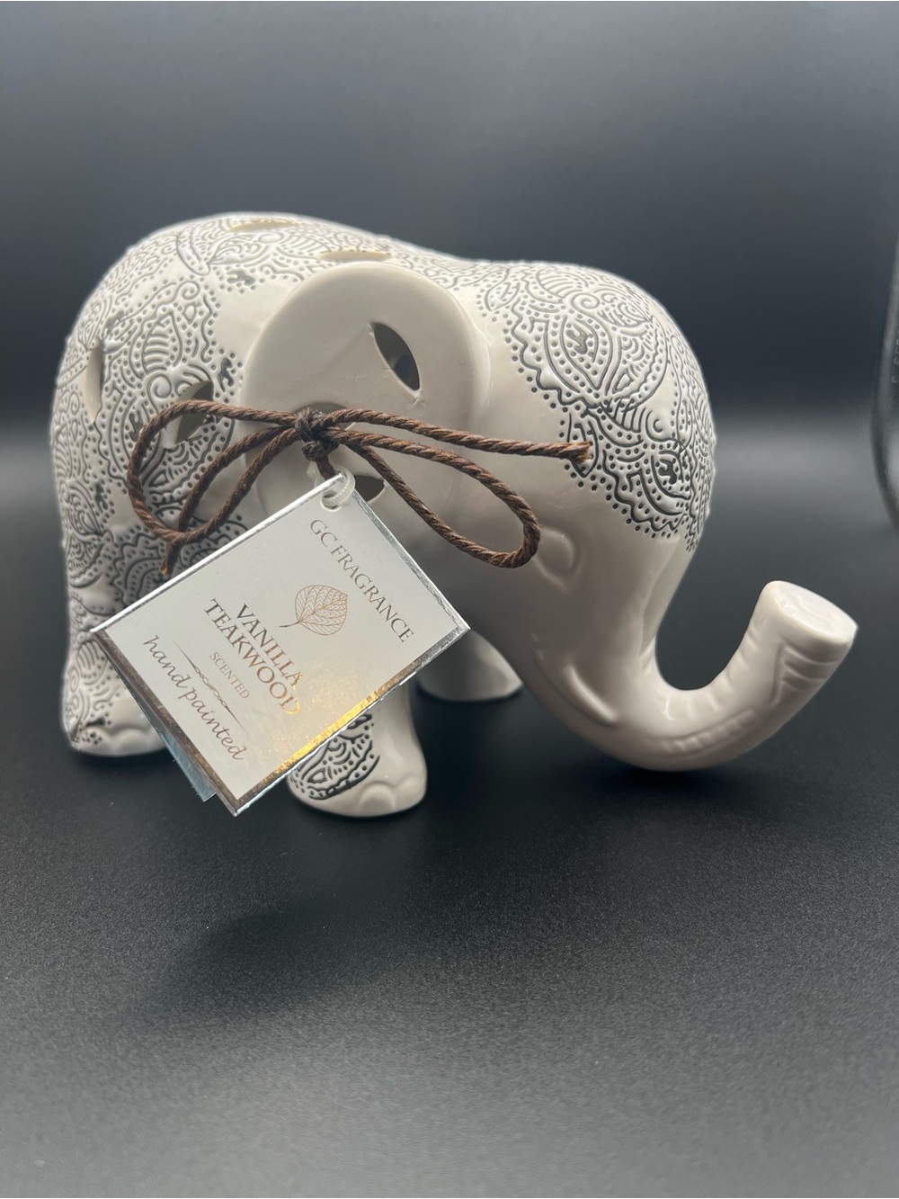 🐘 GC Fragrance Ceramic Elephant Potpourri Sachet Holder - Vanilla Teakwood NWT